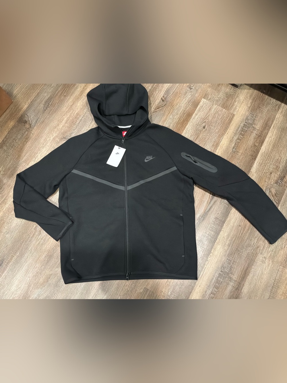 New Nike Tech Fleece Windrunner Black Full Zip Jacket HV0949-010 Mens Size L